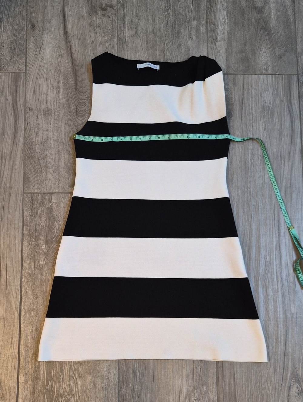 Mango Black and White Wide-Stripe Sleeveless Dress